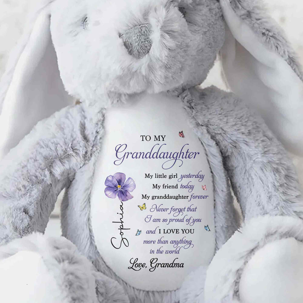 Personalized Stuffed Bunny Custom Name Gift for Granddaughter Stuffed Bunny GradoCreations