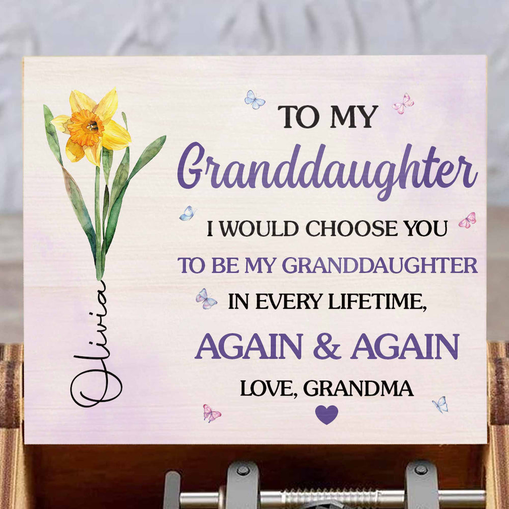 Personalized Wooden Music Box Custom Name Flower Gift for Granddaughter Music Box GradoCreations