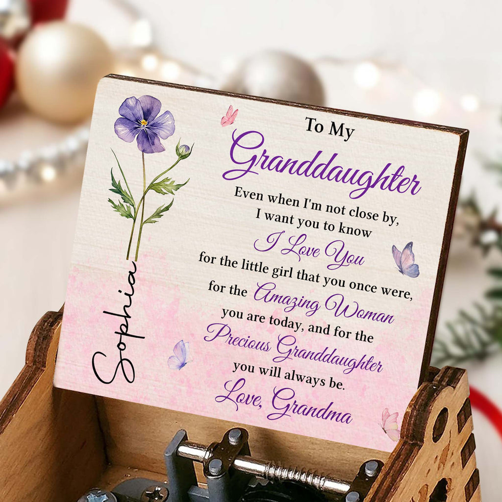 Personalized Wooden Music Box Custom Tune for Granddaughter Gift Music Box GradoCreations