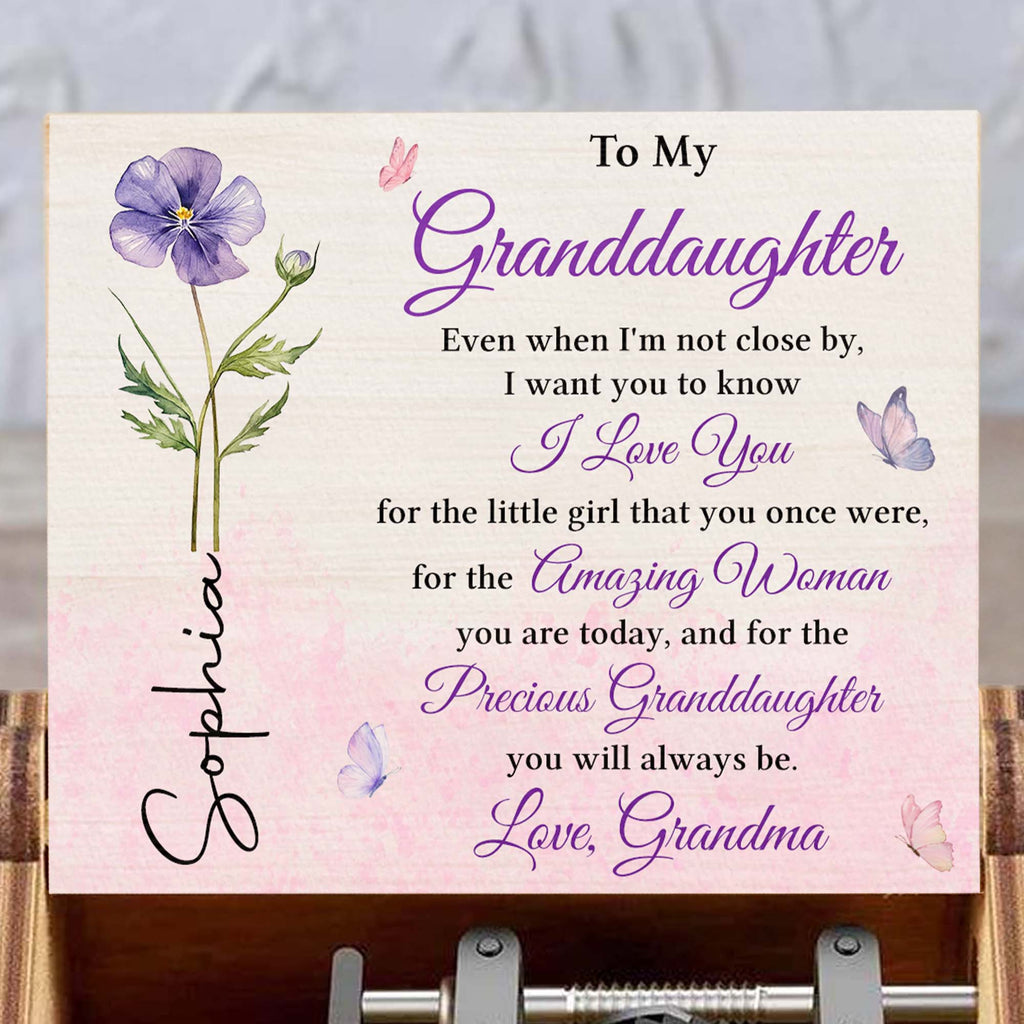 Personalized Wooden Music Box Custom Tune for Granddaughter Gift Music Box GradoCreations