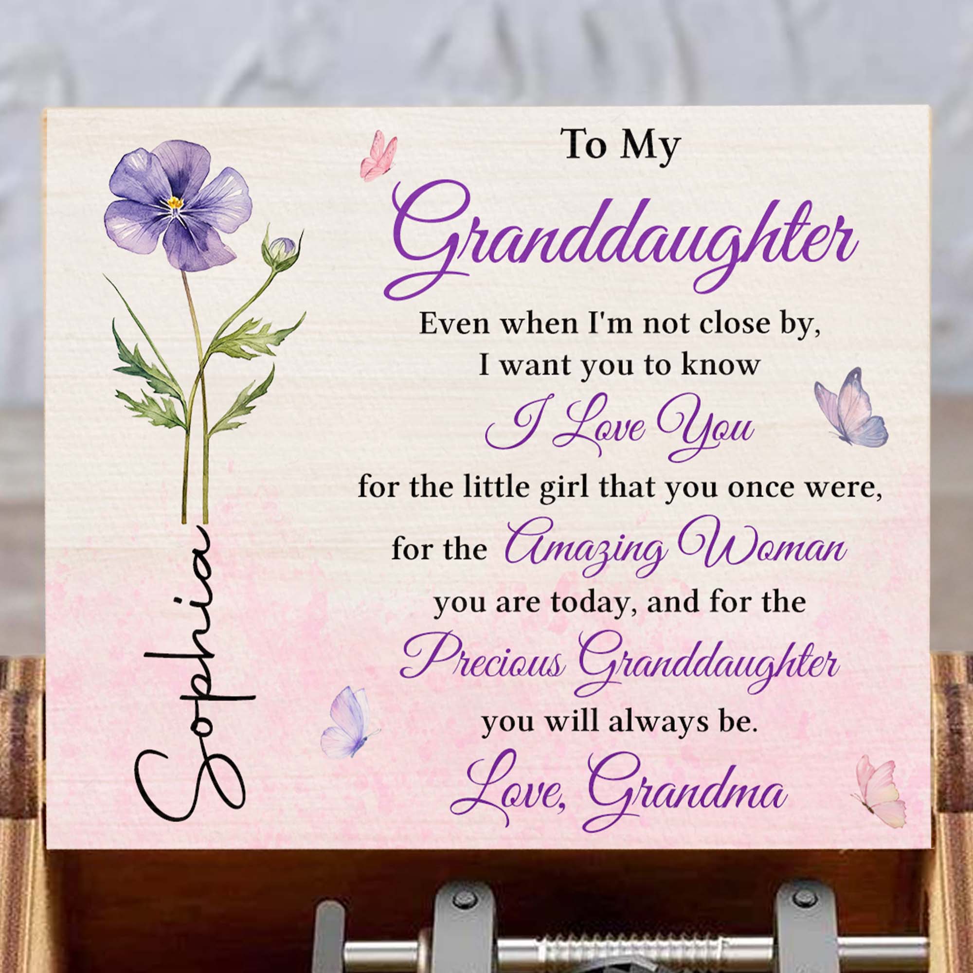 Personalized Wooden Music Box Custom Tune for Granddaughter Gift Music Box GradoCreations