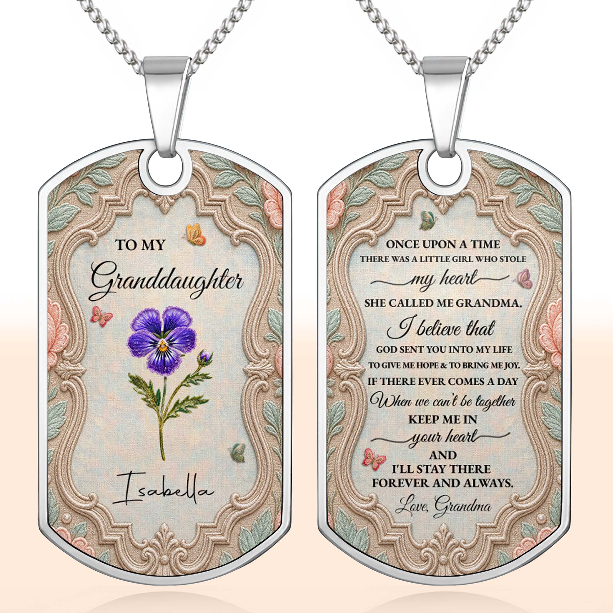 Personalized Custom Dog Tag Necklace for Granddaughter - Graduation Gift Dog Tag Necklace GradoCreations