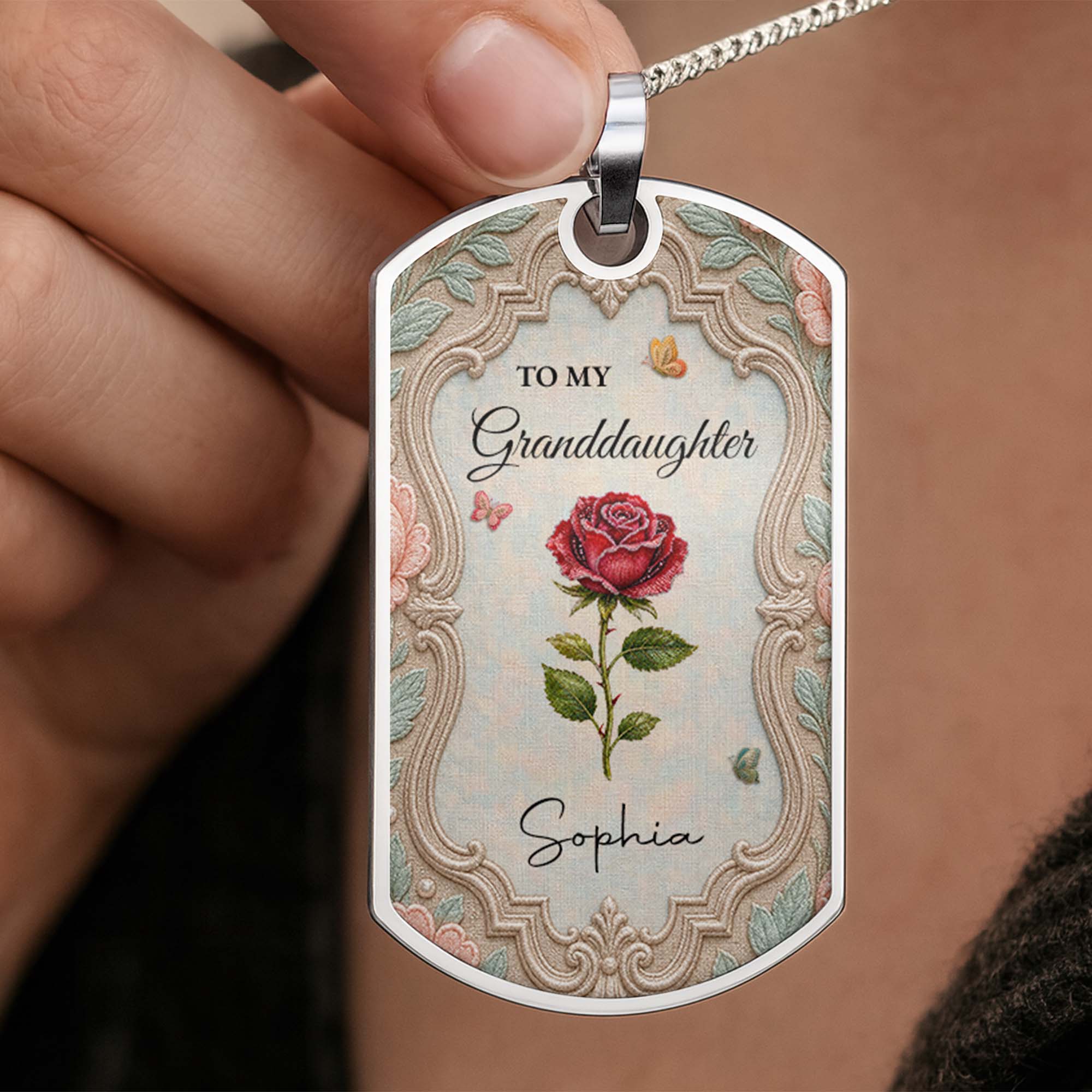 Personalized Custom Dog Tag Necklace for Granddaughter - Graduation Gift Dog Tag Necklace GradoCreations