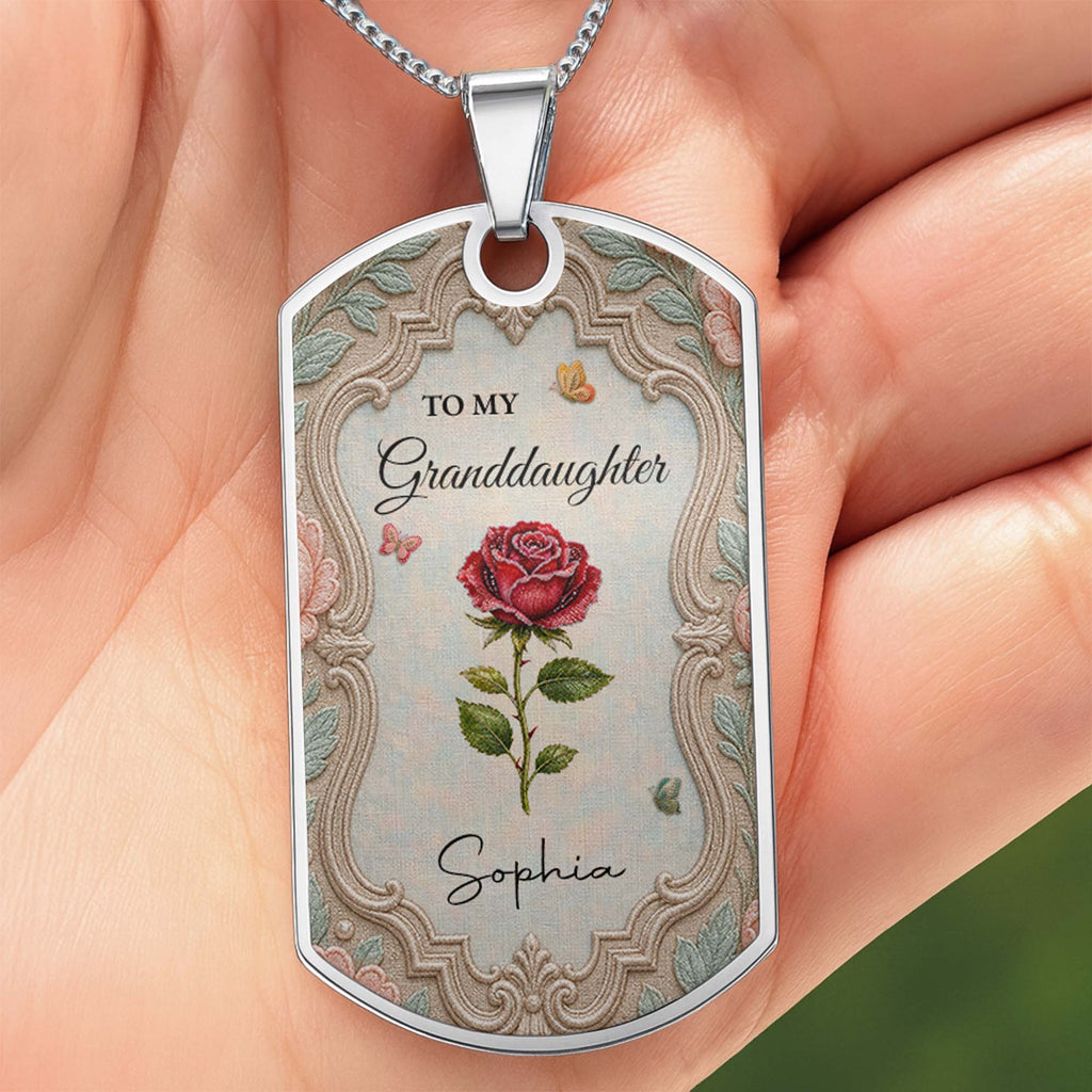 Personalized Custom Dog Tag Necklace for Granddaughter - Graduation Gift Dog Tag Necklace GradoCreations