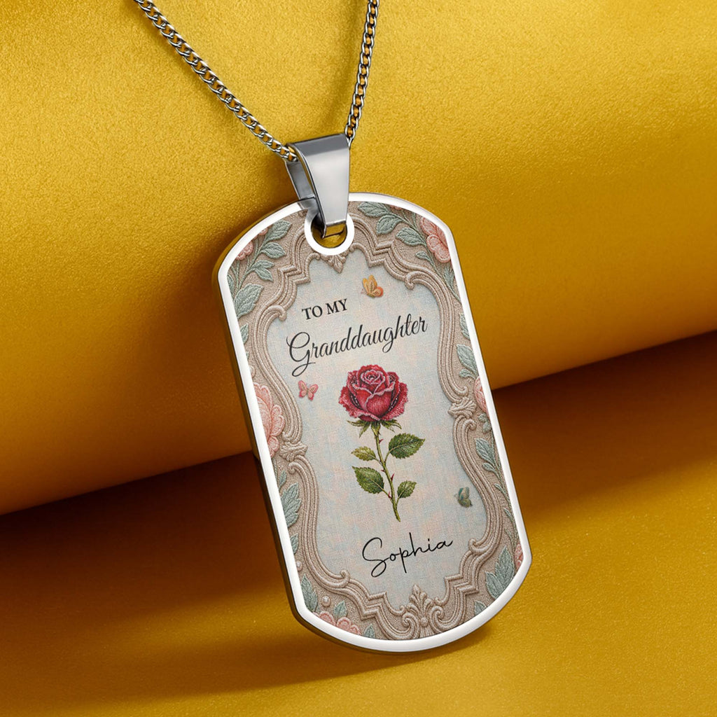 Personalized Custom Dog Tag Necklace for Granddaughter - Graduation Gift Dog Tag Necklace GradoCreations