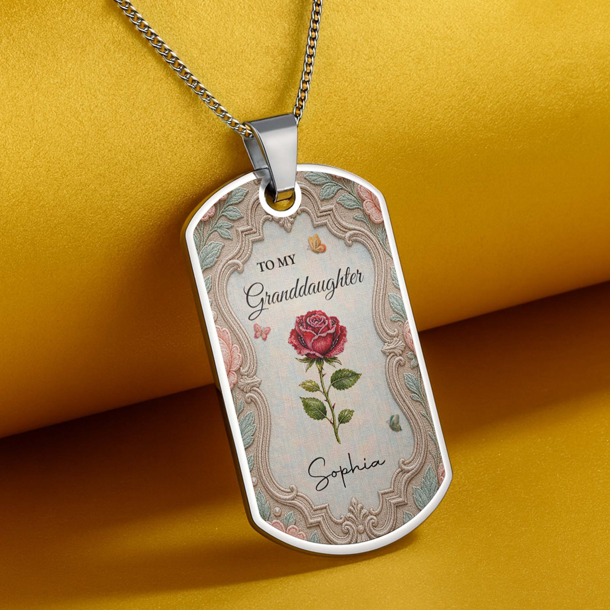 Personalized Custom Dog Tag Necklace for Granddaughter - Graduation Gift Dog Tag Necklace GradoCreations