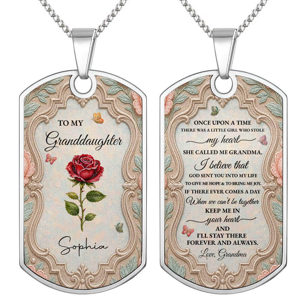 Personalized Custom Dog Tag Necklace for Granddaughter - Graduation Gift Dog Tag Necklace GradoCreations