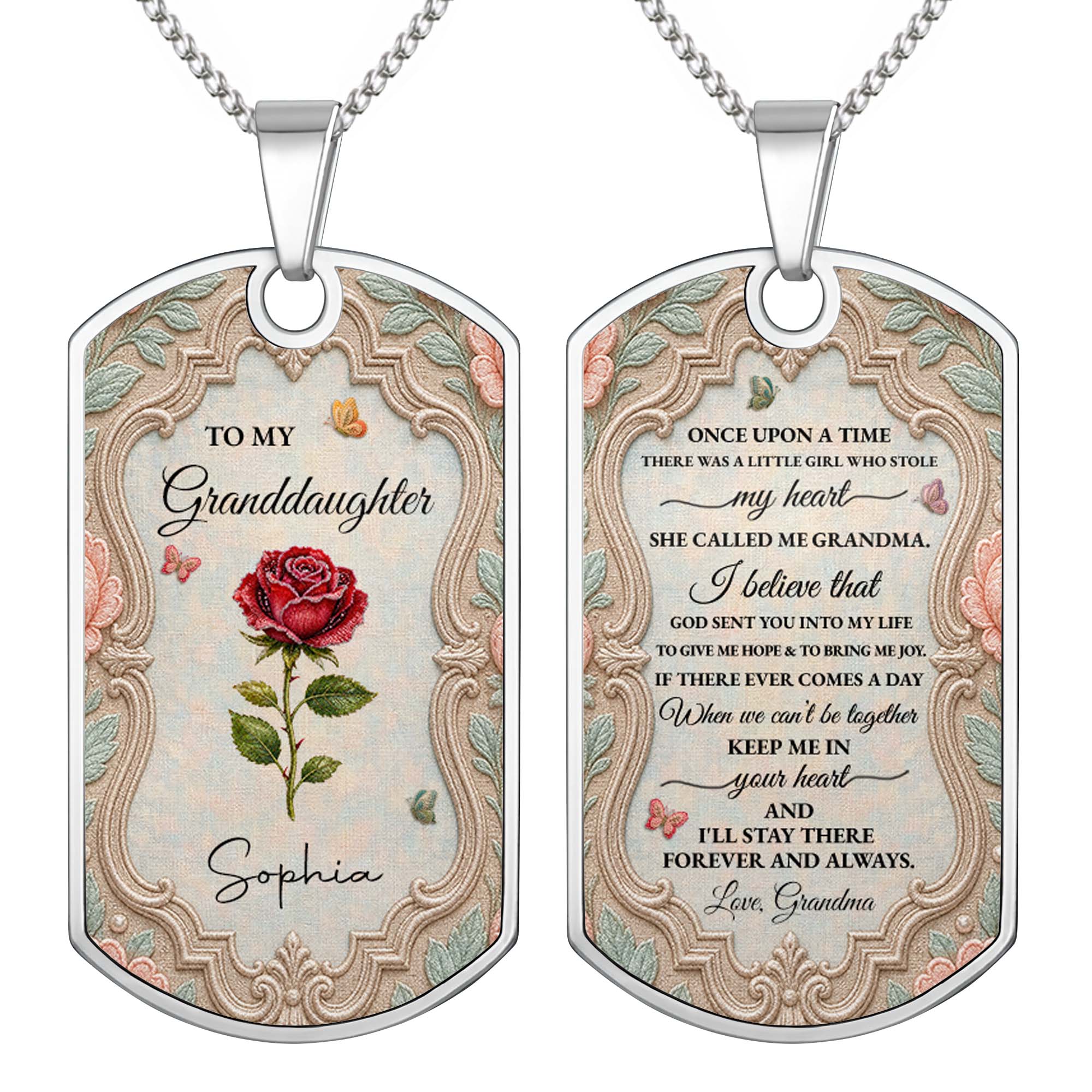 Personalized Custom Dog Tag Necklace for Granddaughter - Graduation Gift Dog Tag Necklace GradoCreations