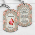 Personalized Stainless Steel Keychain for Granddaughter with Butterfly and Pink Flowers Stainless Steel Keychain GradoCreations