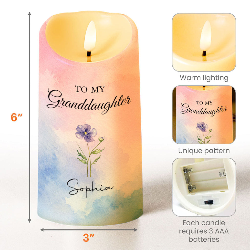 Personalized LED Candle Custom Birth Month Flower Gift for Granddaughter LED Candle GradoCreations