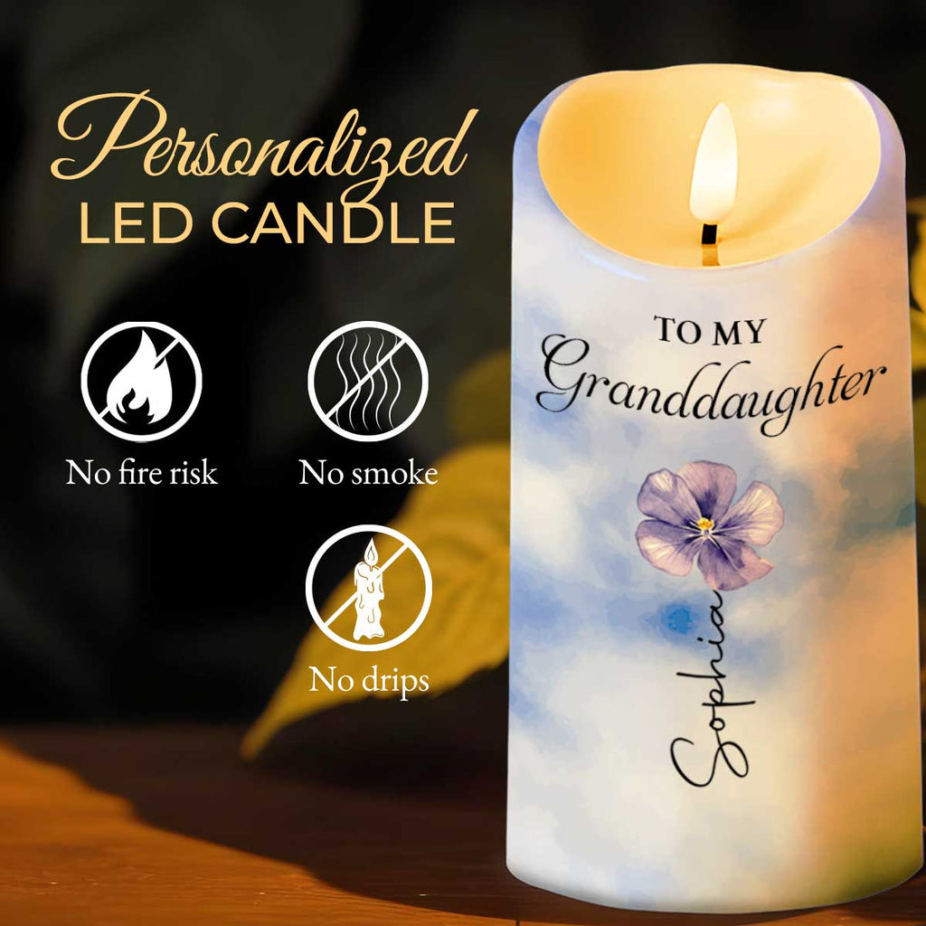 Personalized LED Candle Custom Birth Month Flower Gift for Granddaughter LED Candle GradoCreations