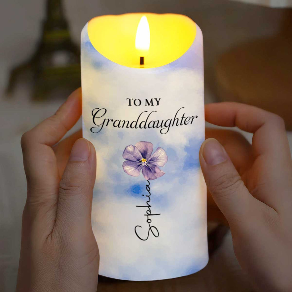 Personalized LED Candle Custom Birth Month Flower Gift for Granddaughter LED Candle GradoCreations