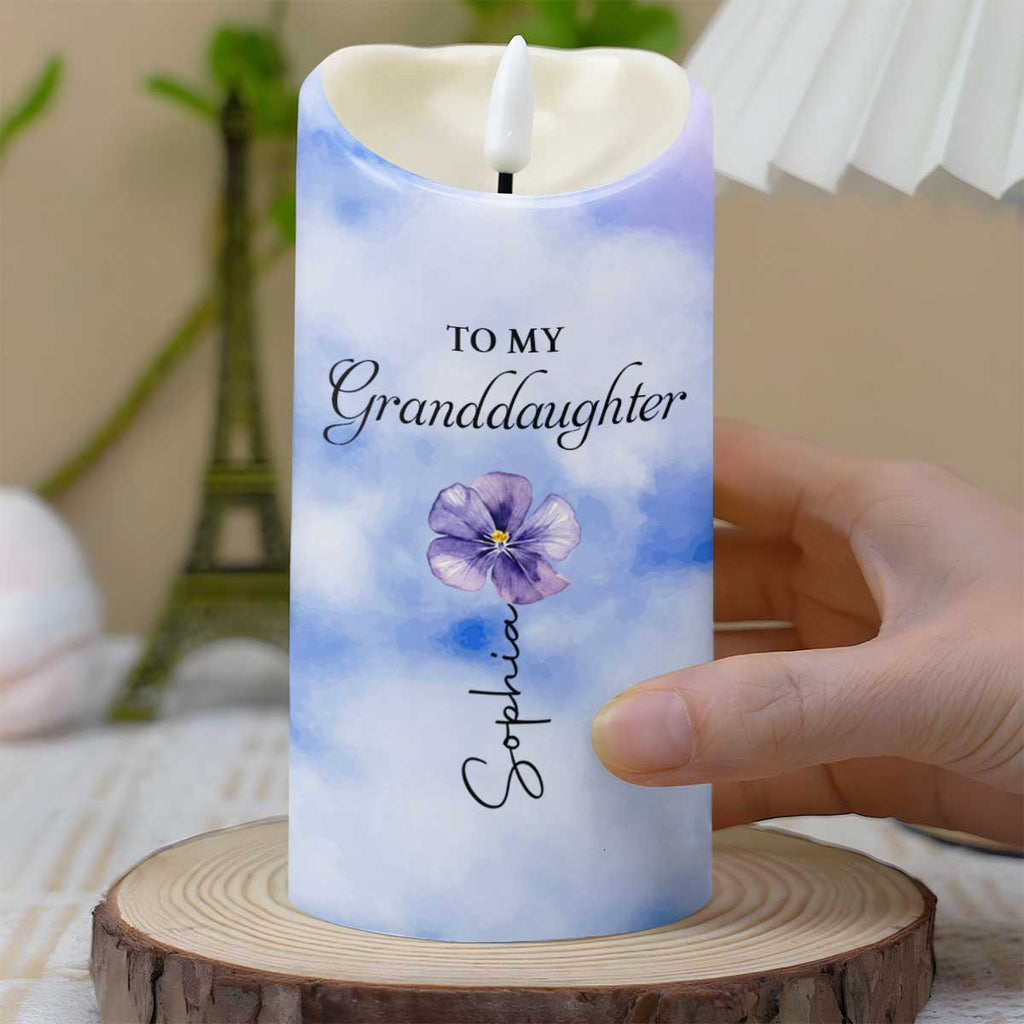 Personalized LED Candle Custom Birth Month Flower Gift for Granddaughter LED Candle GradoCreations
