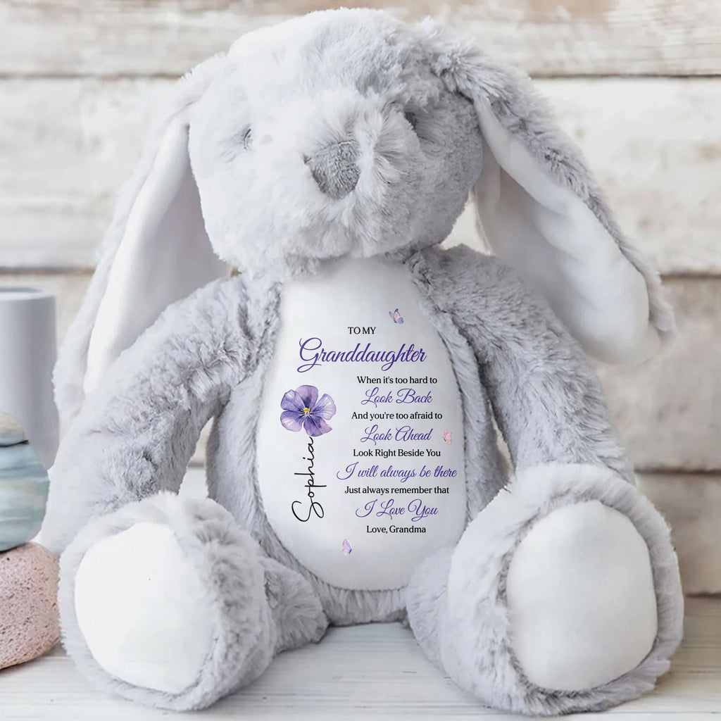 Personalized Stuffed Bunny Custom Name Gift for Granddaughter Stuffed Bunny GradoCreations