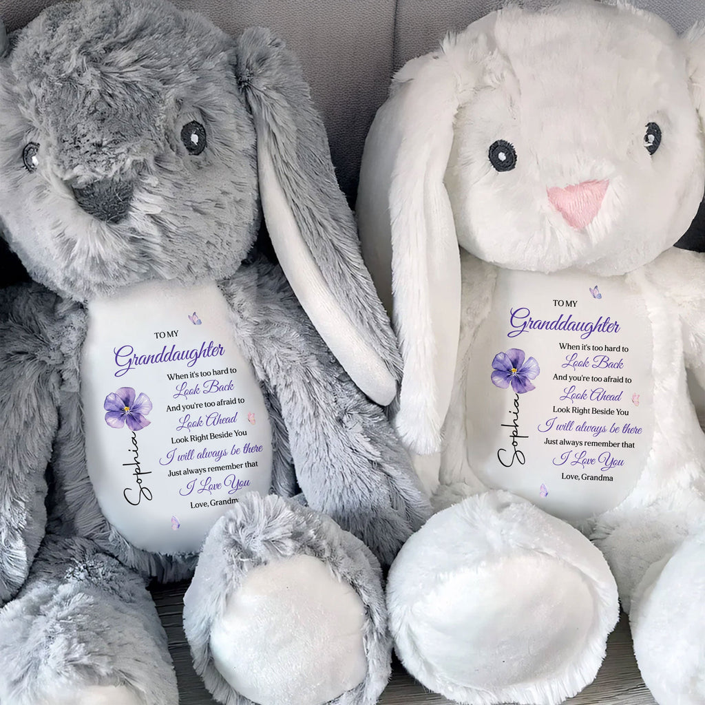 Personalized Stuffed Bunny Custom Name Gift for Granddaughter Stuffed Bunny GradoCreations