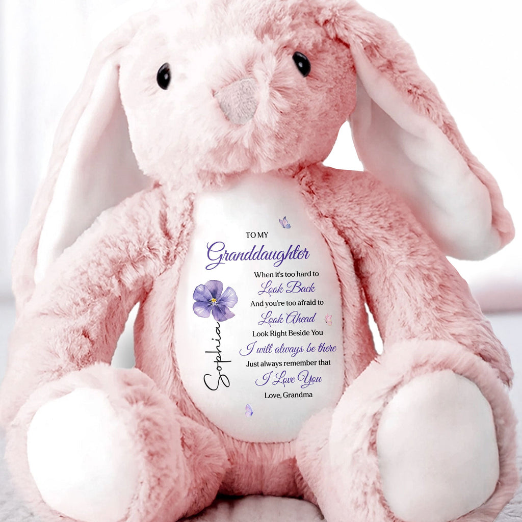 Personalized Stuffed Bunny Custom Name Gift for Granddaughter Stuffed Bunny GradoCreations