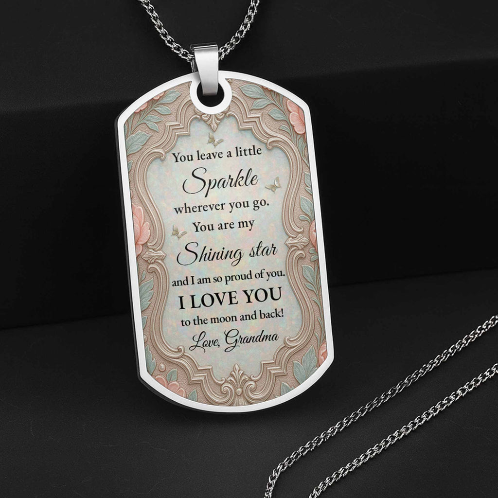 Personalized Custom Dog Tag Necklace Granddaughter Birth Flower Gift Dog Tag Necklace GradoCreations