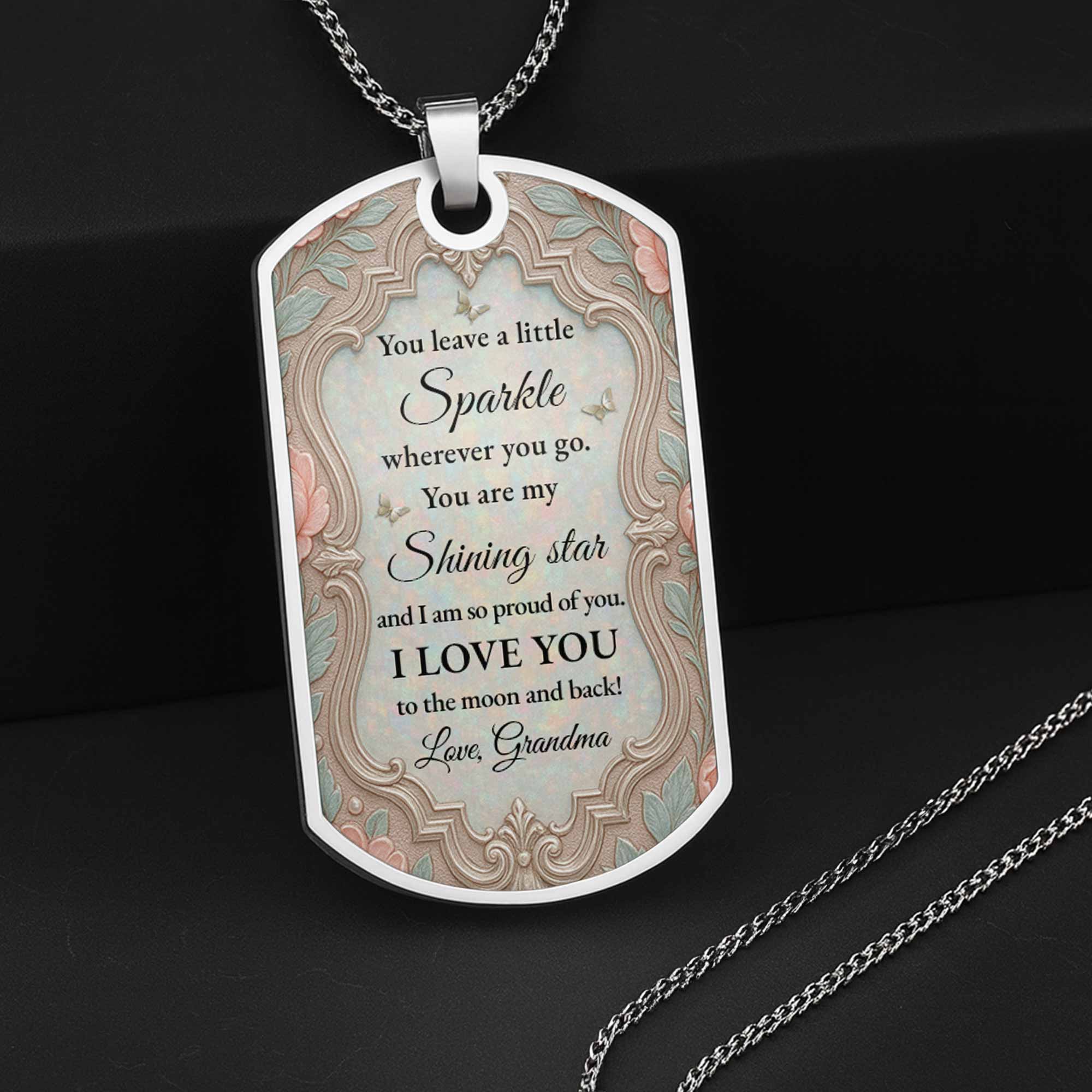 Personalized Custom Dog Tag Necklace Granddaughter Birth Flower Gift Dog Tag Necklace GradoCreations