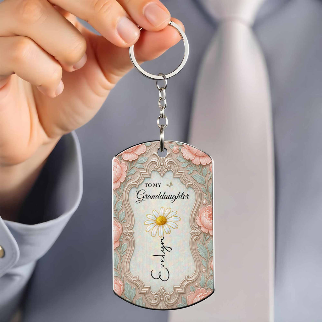 Personalized Stainless Steel Keychain for Granddaughter Gift Stainless Steel Keychain GradoCreations