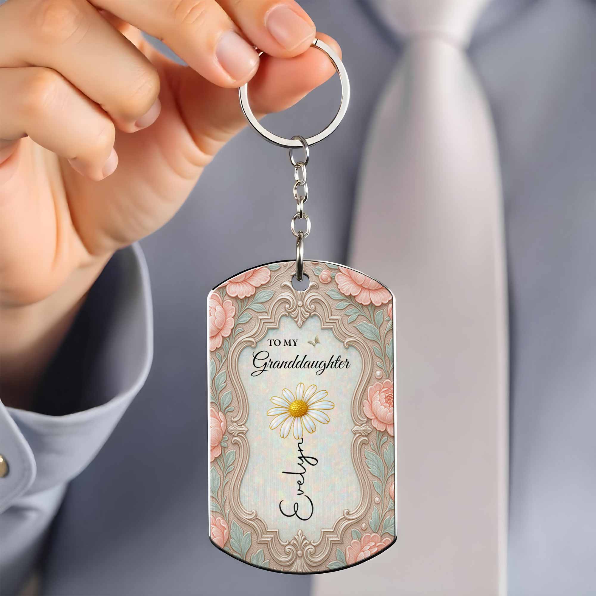 Personalized Stainless Steel Keychain for Granddaughter Gift Stainless Steel Keychain GradoCreations