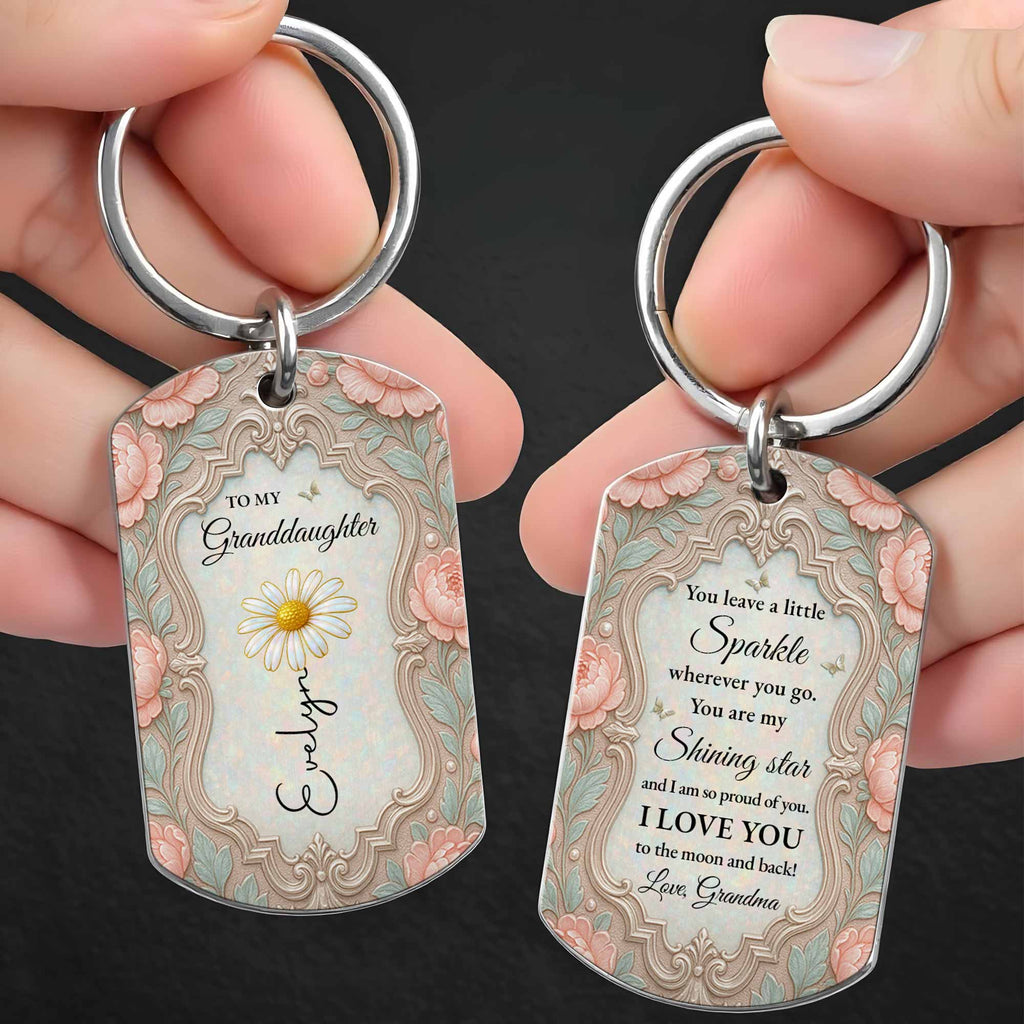Personalized Stainless Steel Keychain for Granddaughter Gift Stainless Steel Keychain GradoCreations