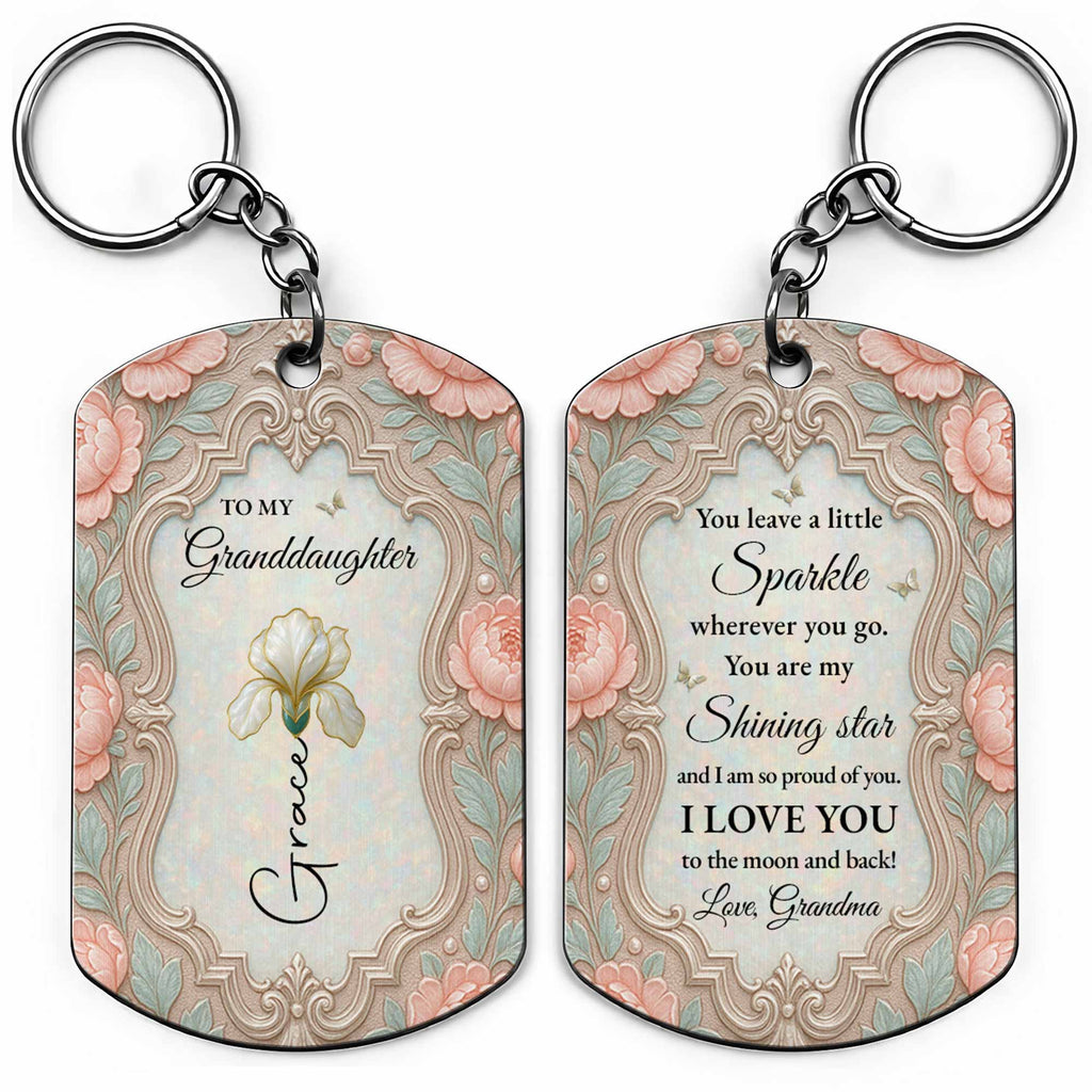 Personalized Stainless Steel Keychain for Granddaughter Gift Stainless Steel Keychain GradoCreations