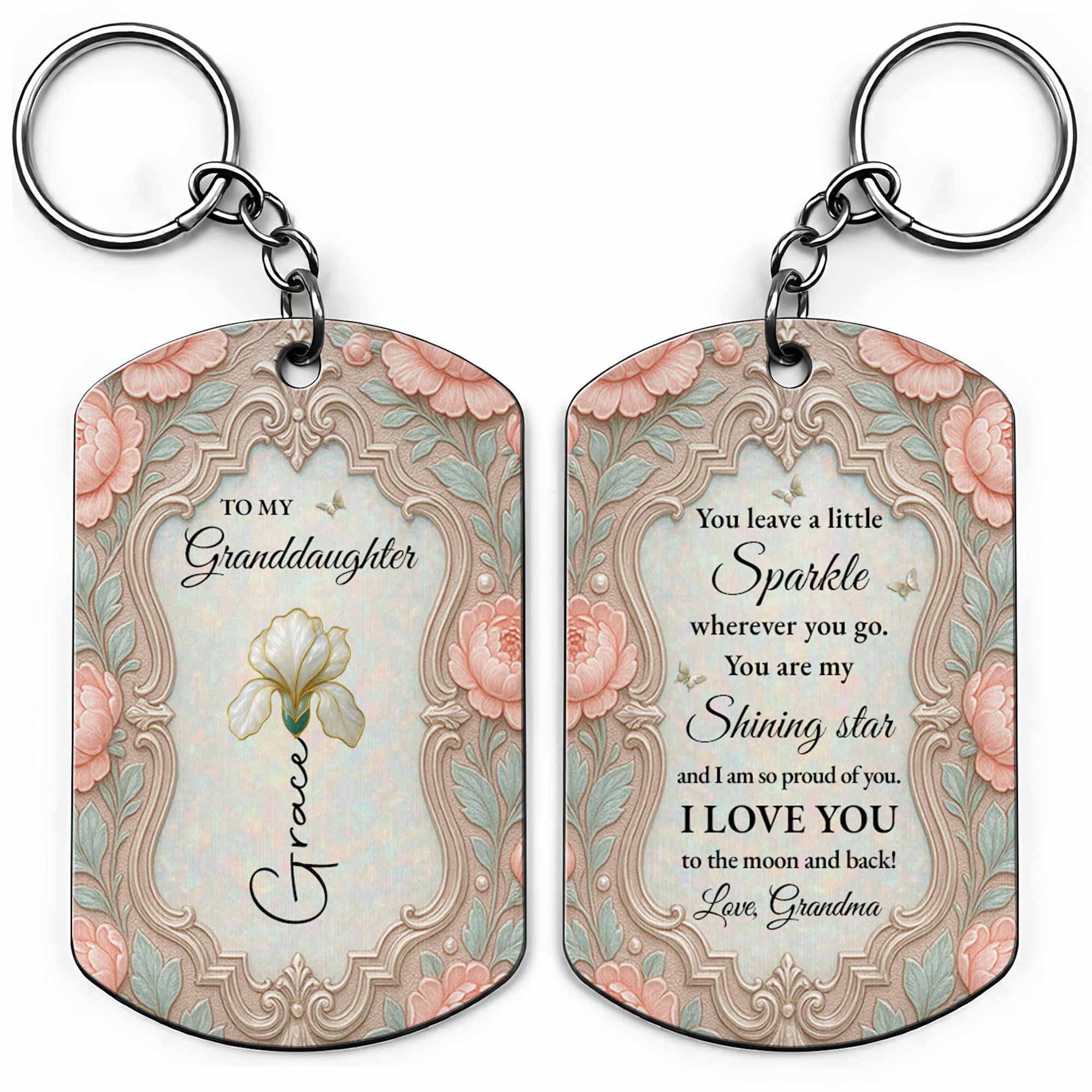 Personalized Stainless Steel Keychain for Granddaughter Gift Stainless Steel Keychain GradoCreations