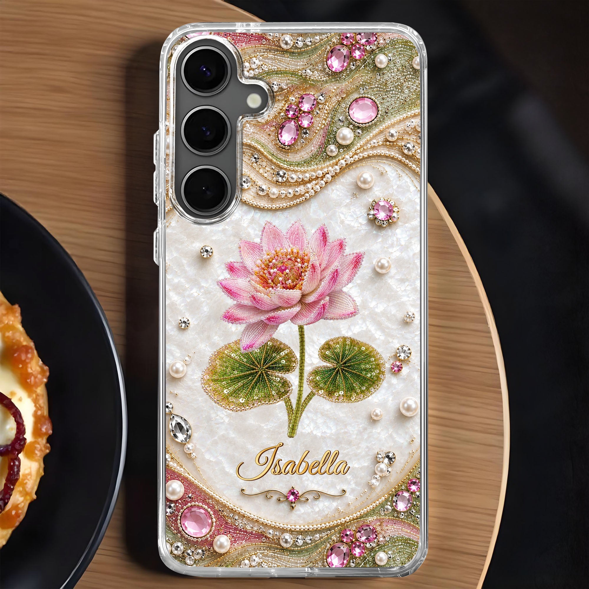 Personalized Clear Phone Case Custom Lotus Flower Gift for Mom Clear Phone Case GradoCreations