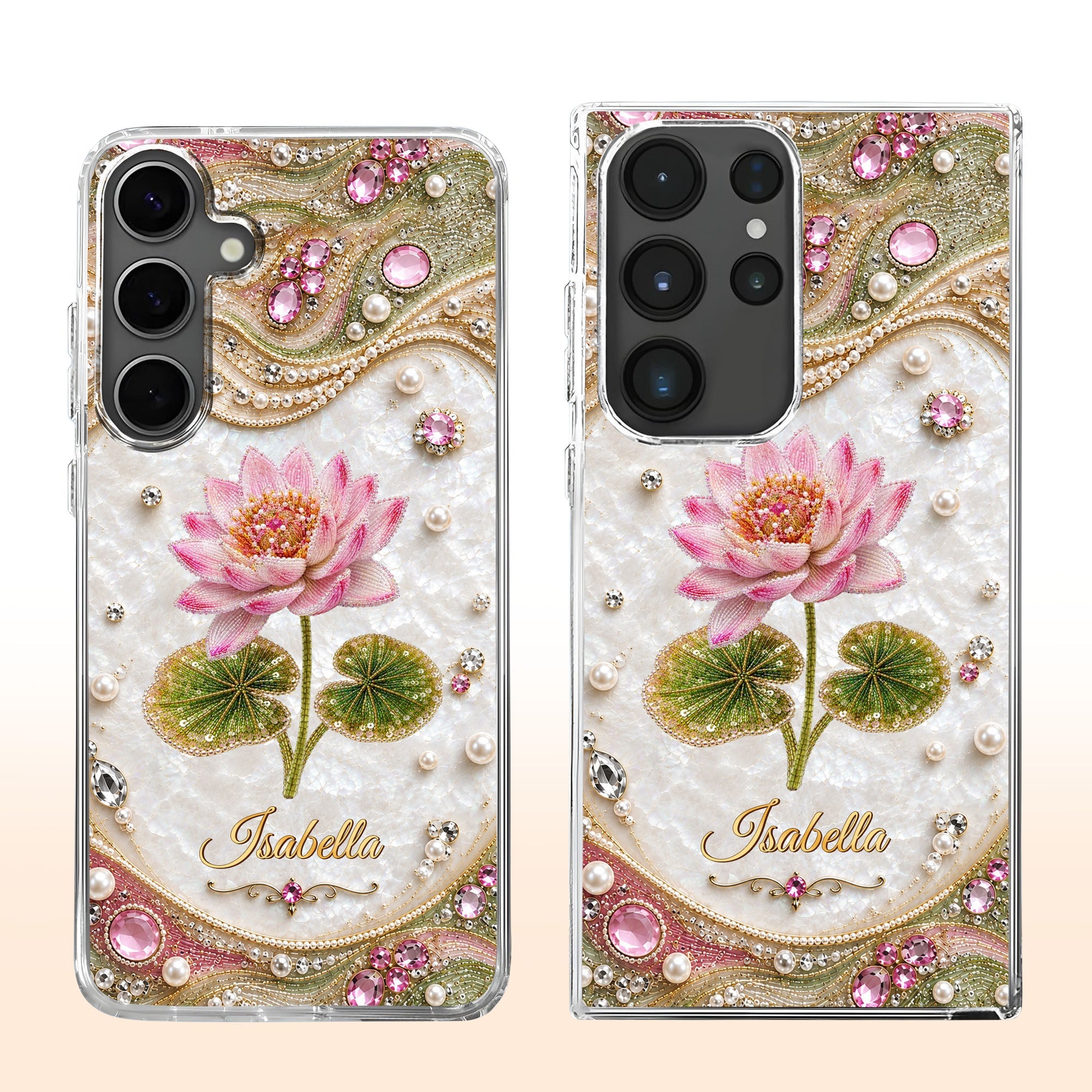 Personalized Clear Phone Case Custom Lotus Flower Gift for Mom Clear Phone Case GradoCreations