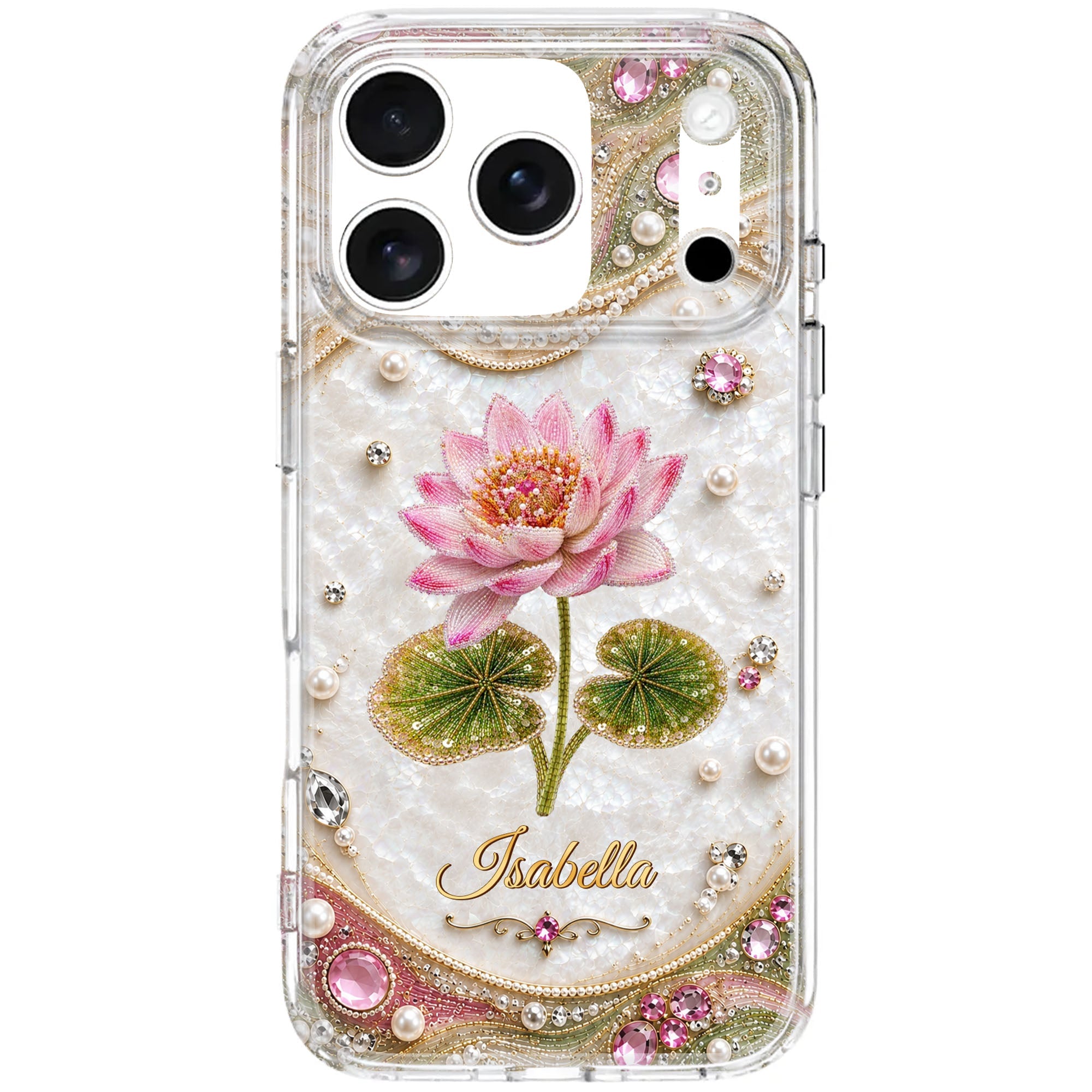Personalized Clear Phone Case Custom Lotus Flower Gift for Mom Clear Phone Case GradoCreations