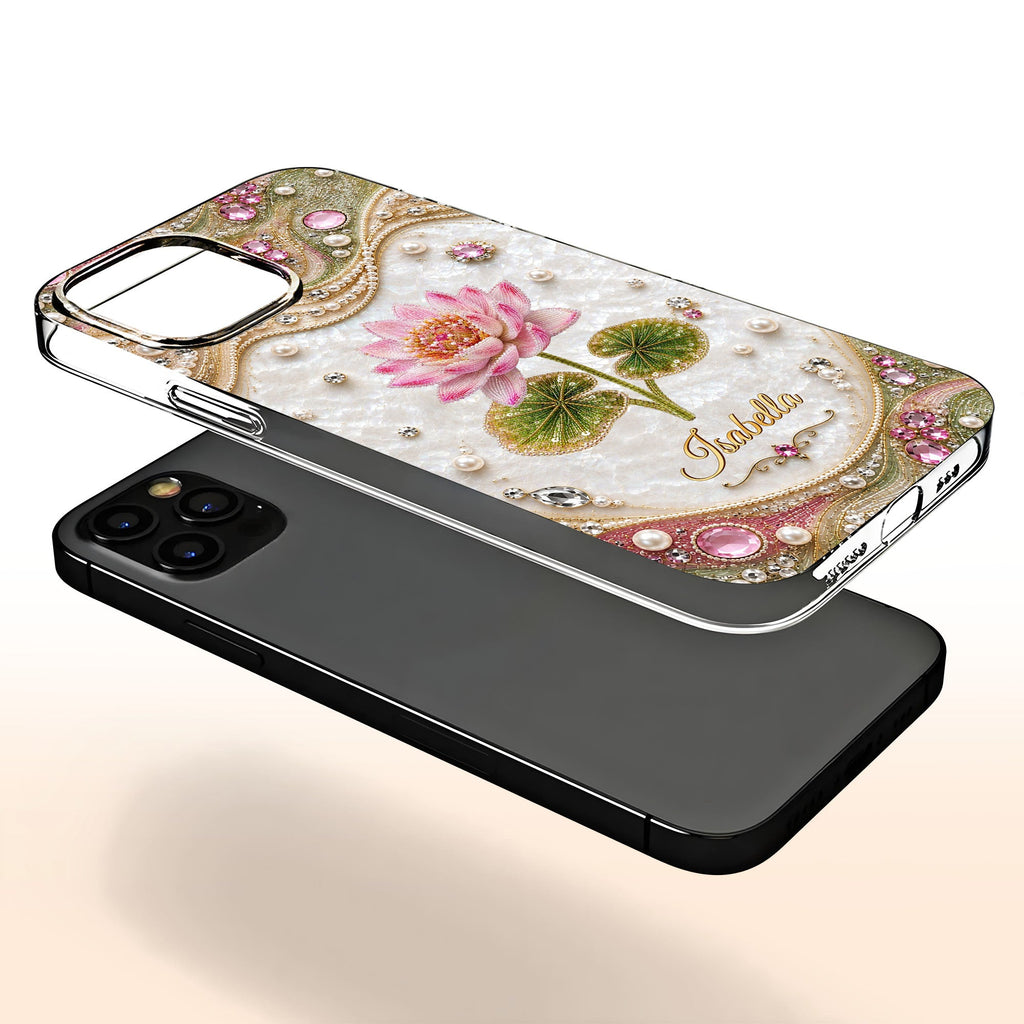 Personalized Clear Phone Case Custom Lotus Flower Gift for Mom Clear Phone Case GradoCreations