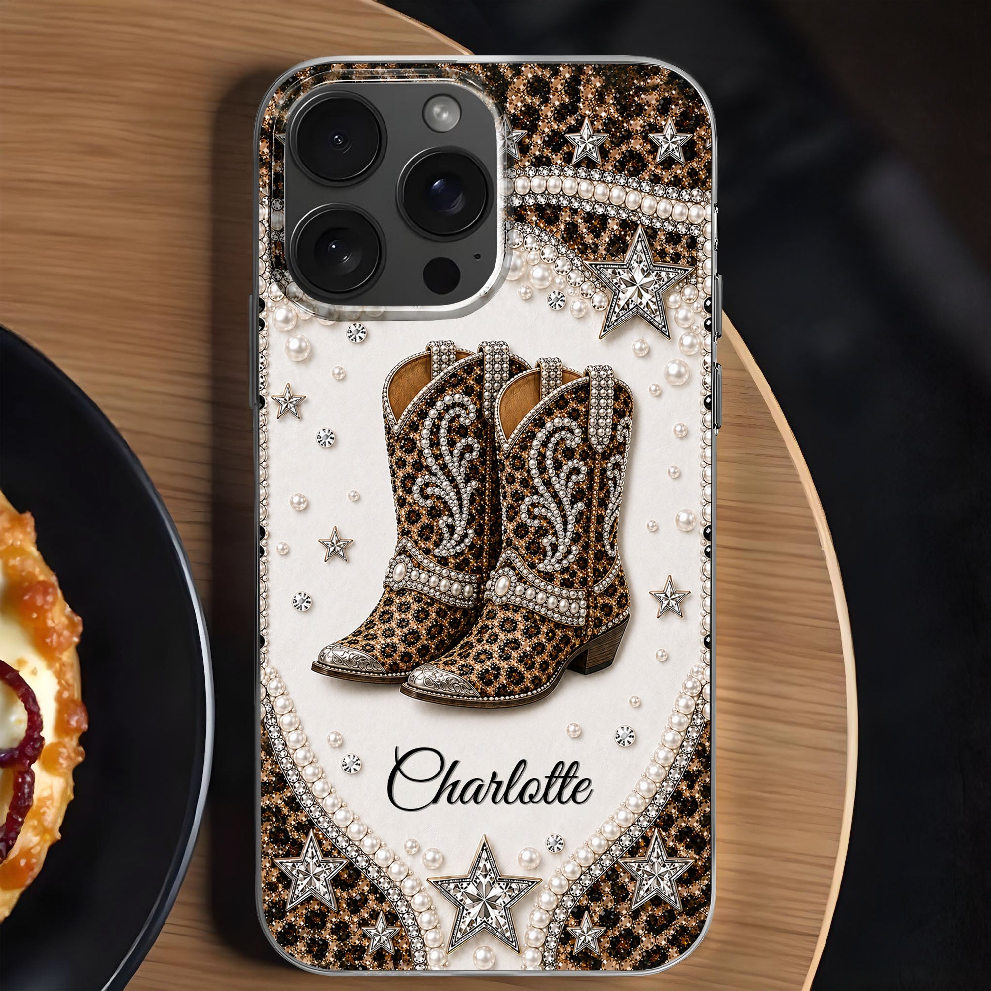 Personalized Clear Phone Case Chic Leopard Print Gift for Granddaughter Clear Phone Case GradoCreations