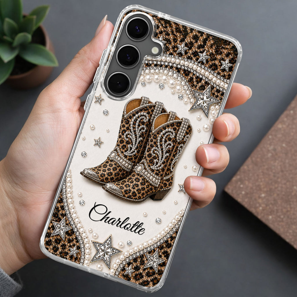 Personalized Clear Phone Case Chic Leopard Print Gift for Granddaughter Clear Phone Case GradoCreations
