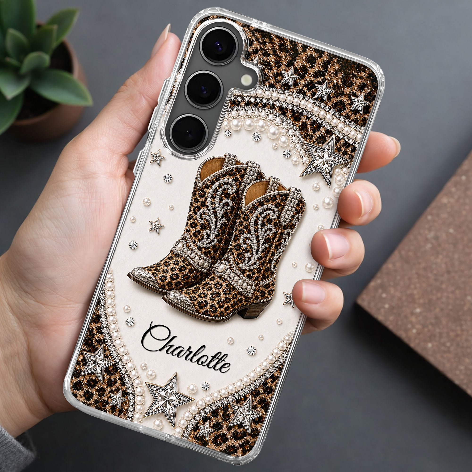 Personalized Clear Phone Case Chic Leopard Print Gift for Granddaughter Clear Phone Case GradoCreations