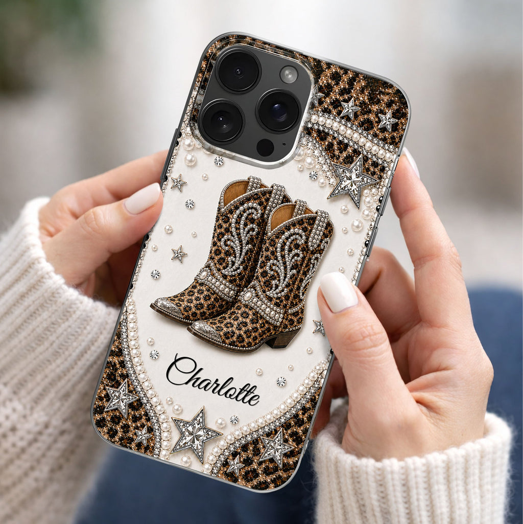 Personalized Clear Phone Case Chic Leopard Print Gift for Granddaughter Clear Phone Case GradoCreations