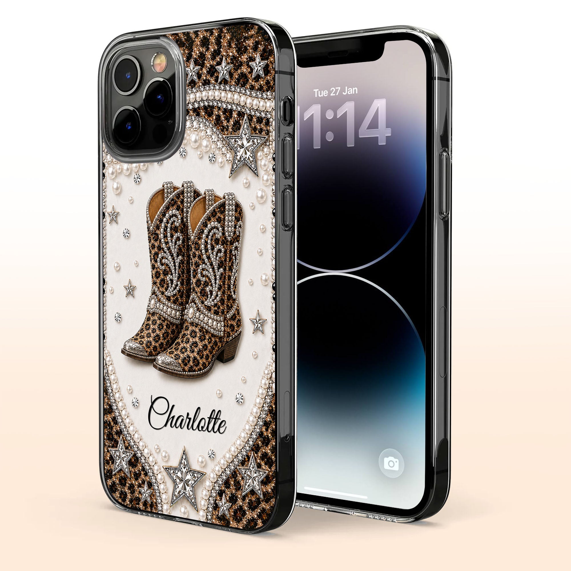 Personalized Clear Phone Case Chic Leopard Print Gift for Granddaughter Clear Phone Case GradoCreations