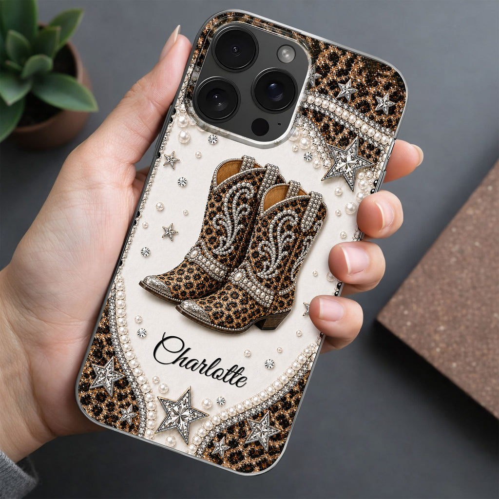 Personalized Clear Phone Case Chic Leopard Print Gift for Granddaughter Clear Phone Case GradoCreations