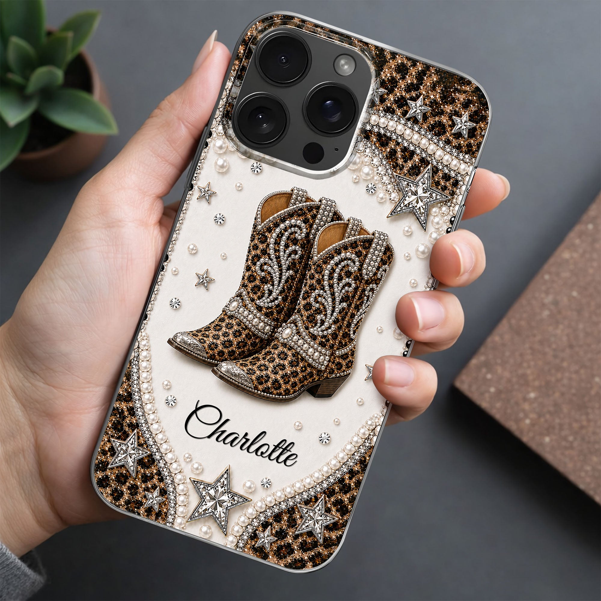 Personalized Clear Phone Case Chic Leopard Print Gift for Granddaughter Clear Phone Case GradoCreations