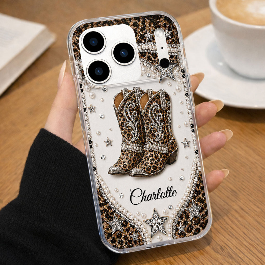 Personalized Clear Phone Case Chic Leopard Print Gift for Granddaughter Clear Phone Case GradoCreations