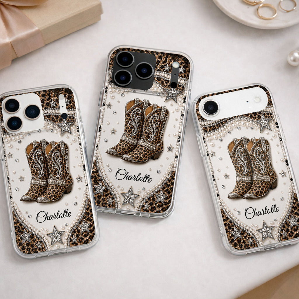 Personalized Clear Phone Case Chic Leopard Print Gift for Granddaughter Clear Phone Case GradoCreations