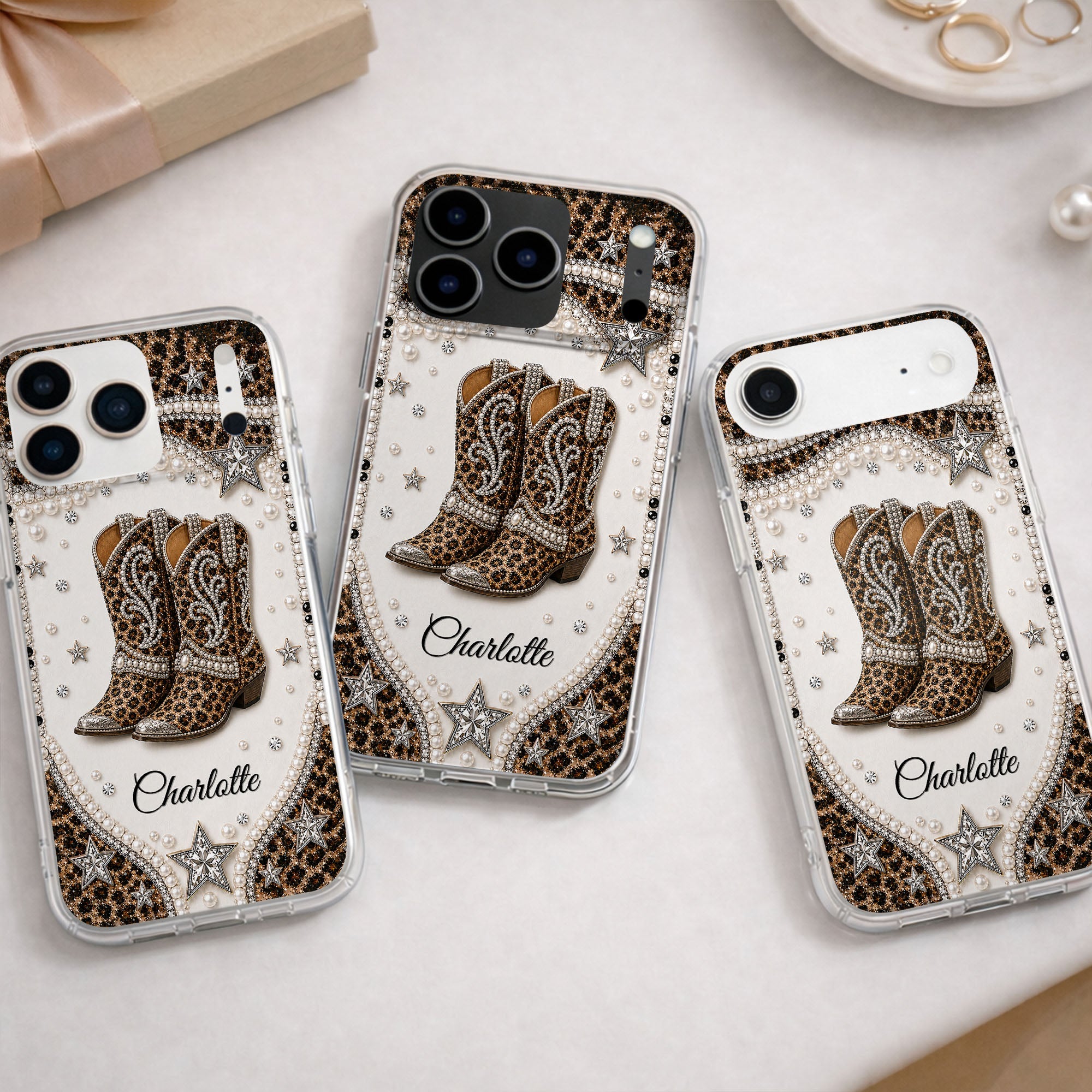 Personalized Clear Phone Case Chic Leopard Print Gift for Granddaughter Clear Phone Case GradoCreations