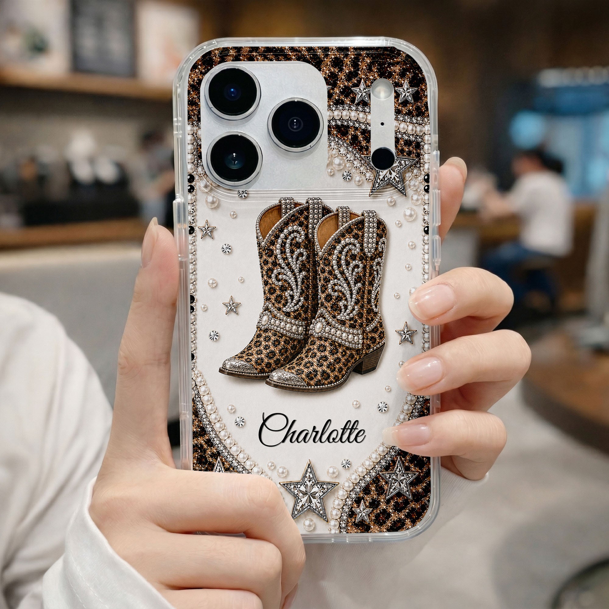 Personalized Clear Phone Case Chic Leopard Print Gift for Granddaughter Clear Phone Case GradoCreations