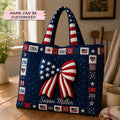 Personalized American Flag Quilted Tote Bag Gift for Her