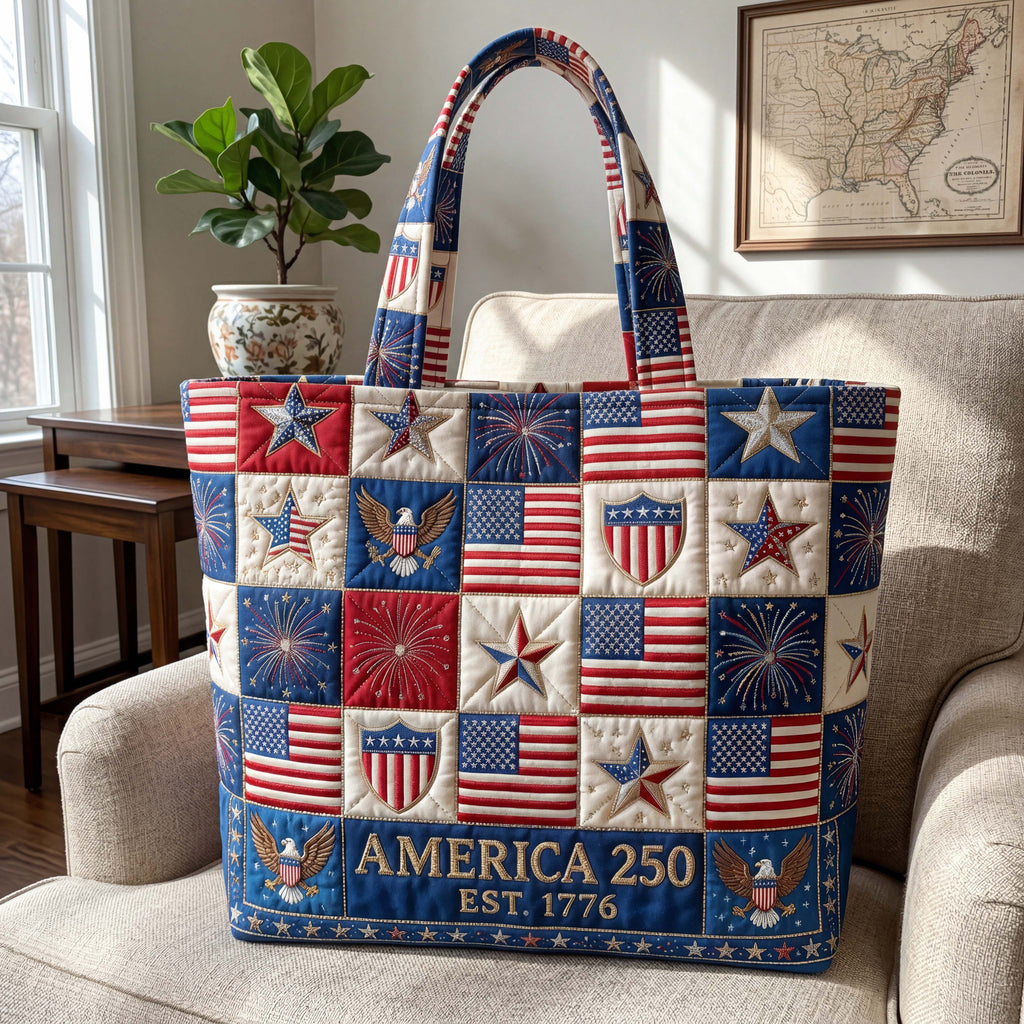 Personalized Quilted Tote Bag America 250 Patriotic Gift for Her