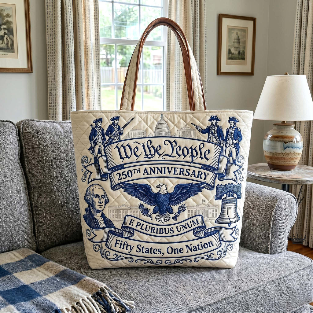 Personalized Patriotic Quilted Tote Bag for Independence Day Gift