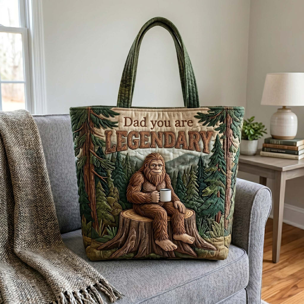 Personalized Quilted Tote Bag Sasquatch Gift for Dad
