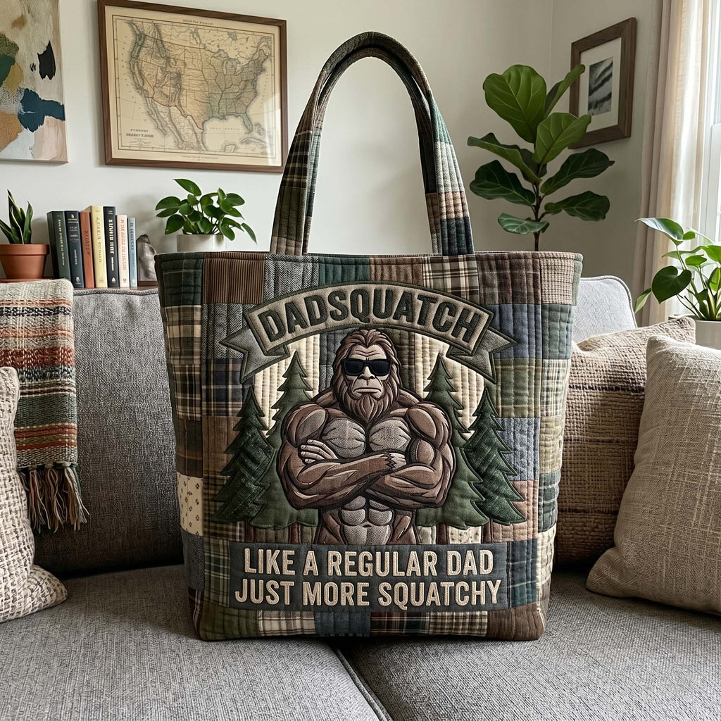 Personalized Dadsquatch Quilted Tote Bag Unique Gift for Dad