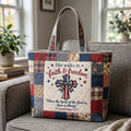 Personalized Patriotic Quilted Tote Bag with Bible Verse for Her