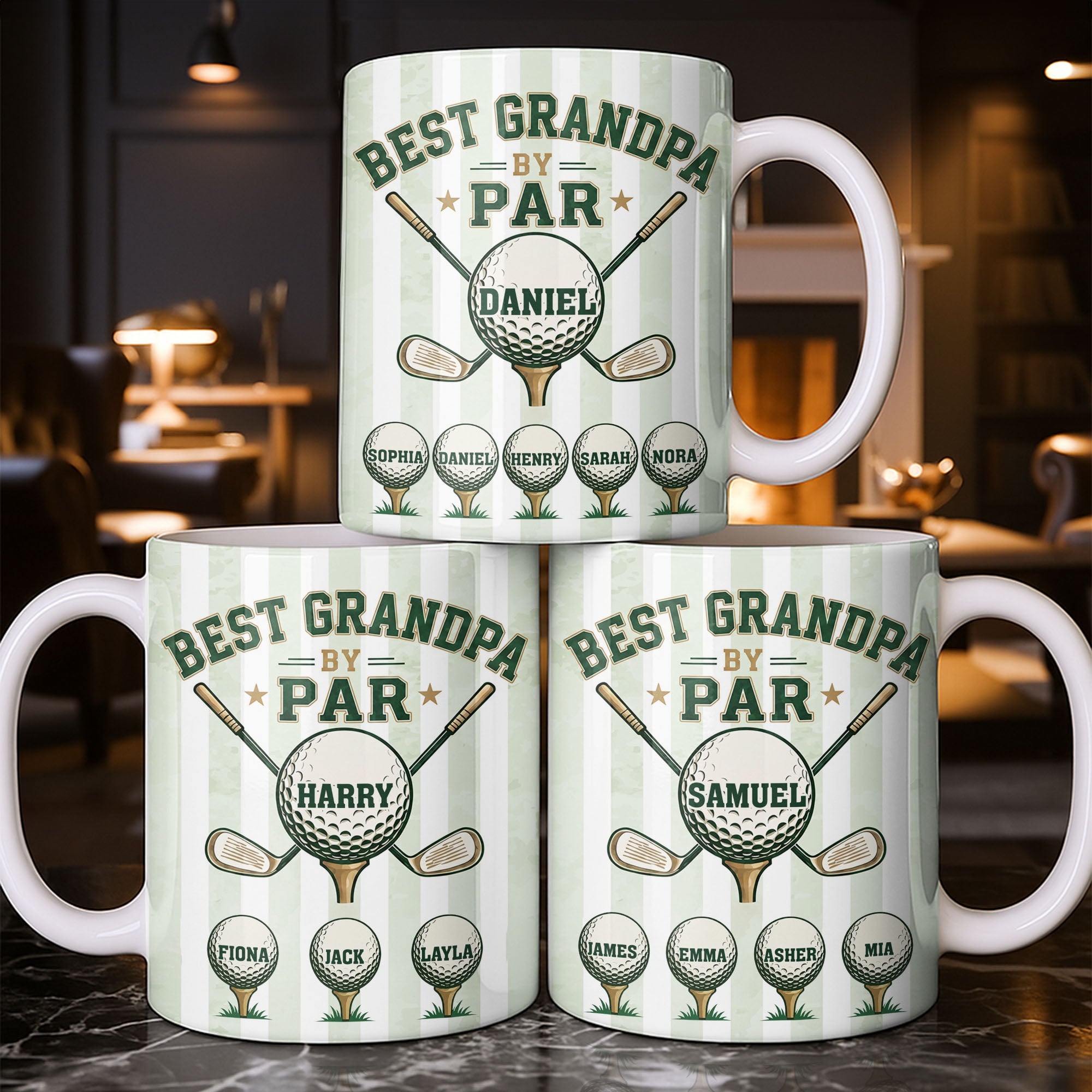 Personalized Golf Mug Best Grandpa by Par Custom Design Gift for Dad Edge-to-edge Mug GradoCreations