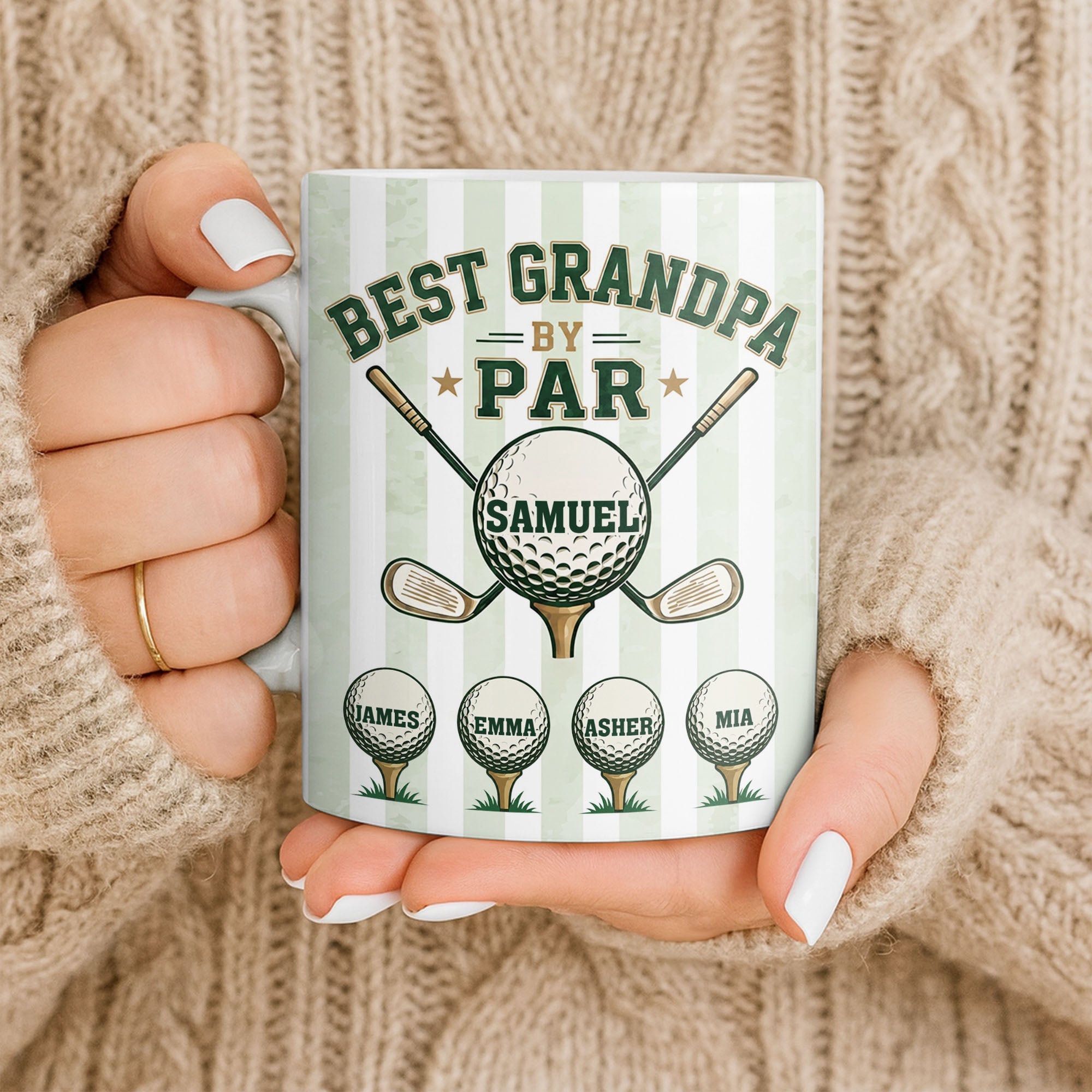 Personalized Golf Mug Best Grandpa by Par Custom Design Gift for Dad Edge-to-edge Mug GradoCreations